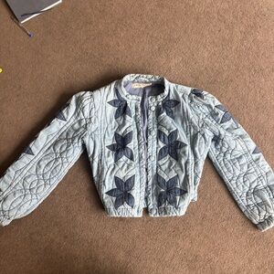 Free People Light Blue Quilted Jacket